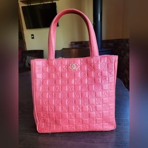 RARE! RED CHANEL LUCKY CHARM LEATHER TOTE